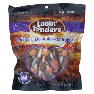 Lovin' Tenders Chicken, Duck and Liver Kabobs Dog Treats  Specialty Products